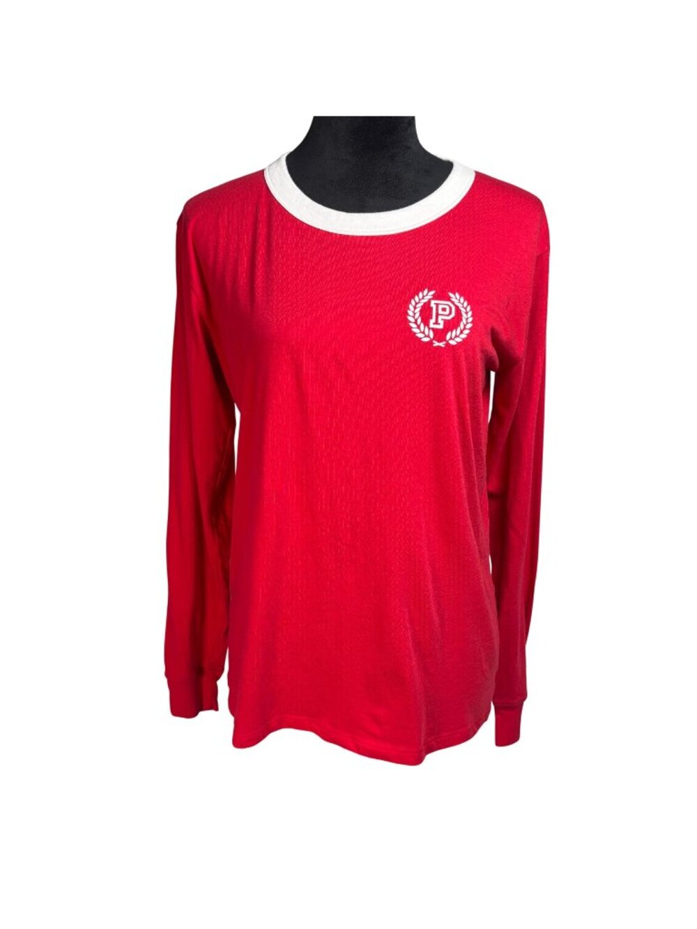 Victoria's Secret PINK Red Campus Long Sleeve Crest Tee Shirt M